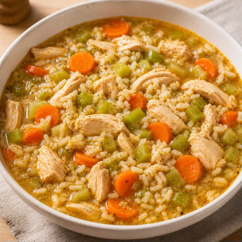 Poulet et riz chaud