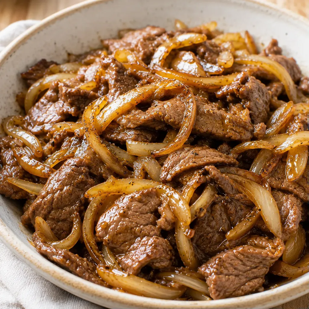 Bœuf tendre et oignons