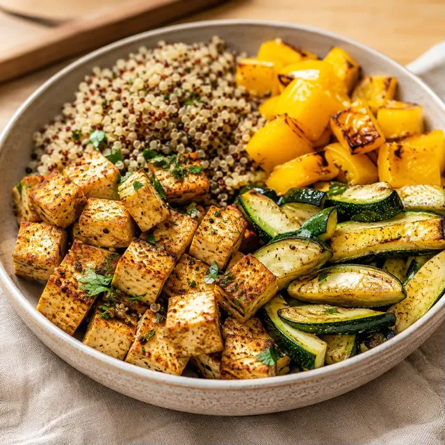 Légumes grillés tofu quinoa