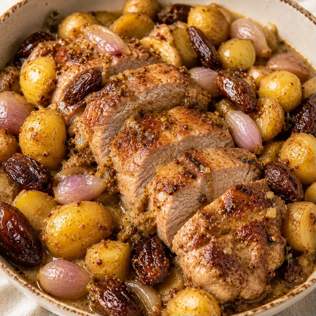 Porc dattes pommes