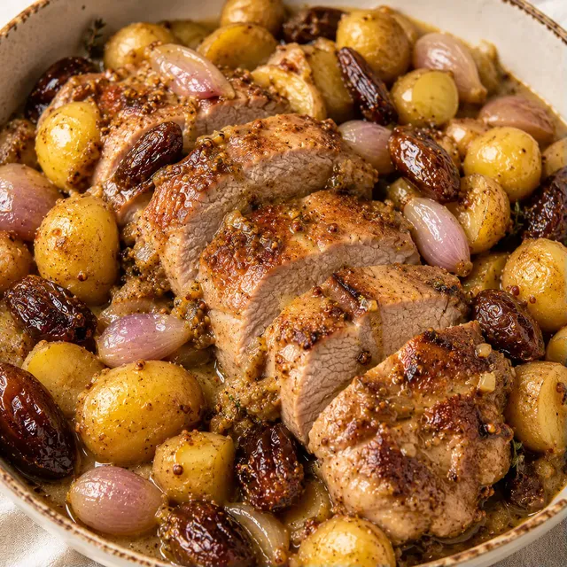 Porc dattes pommes