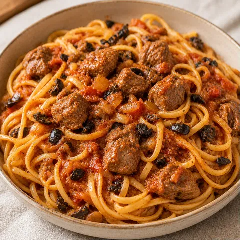 Linguines savoureuses agneau