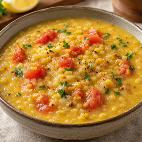 Pois jaunes et tomates