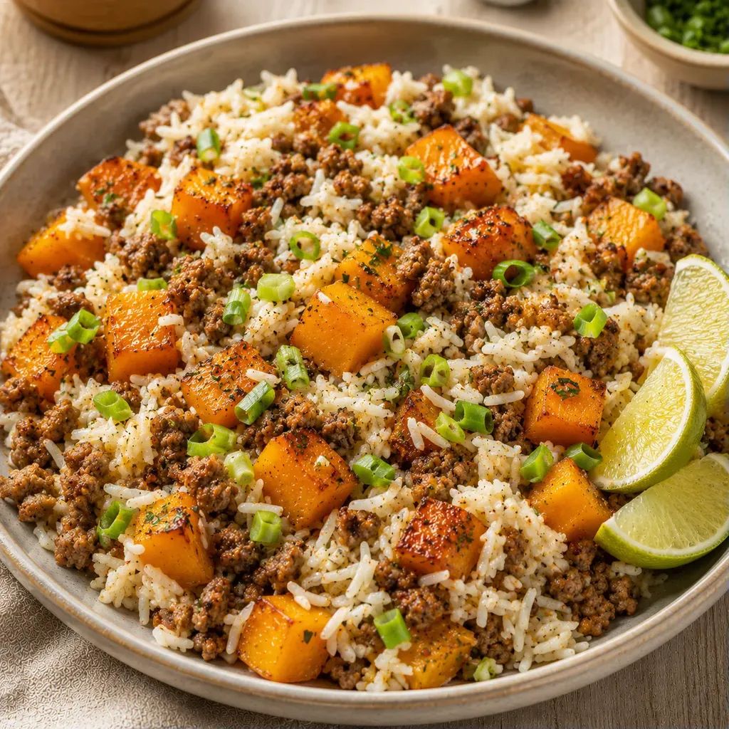 Bœuf et courge dorés