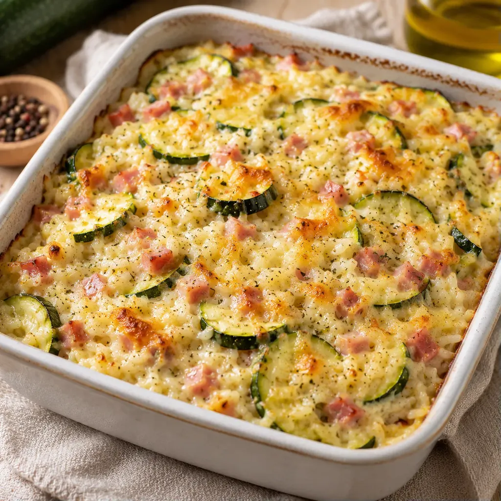 Gratin riz et courgettes