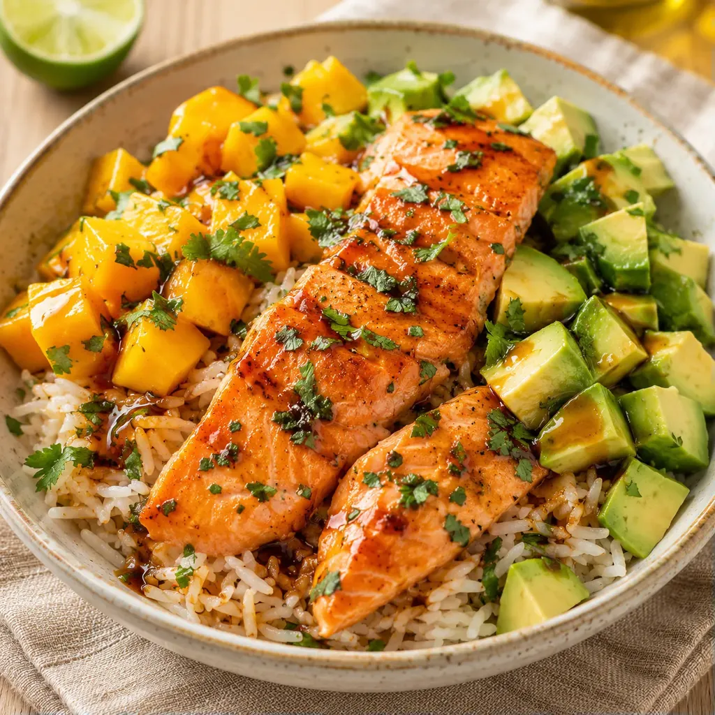 Riz mangue saumon frais