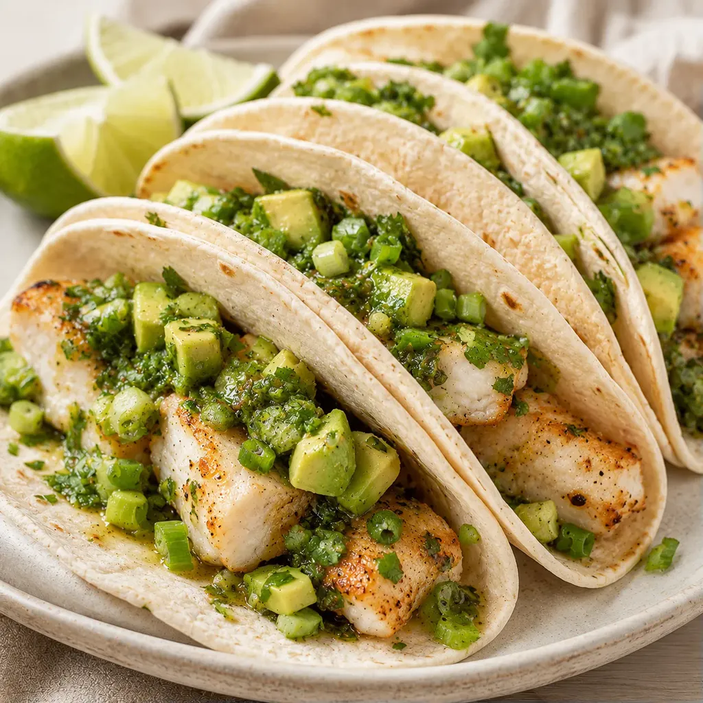 Poisson tacos coriandre