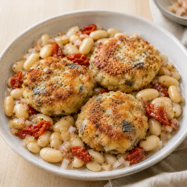 Haricots croquettes sardines