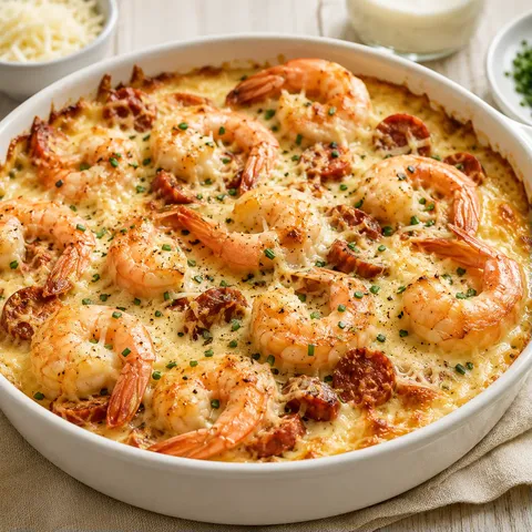 Gratin crevettes parmesan