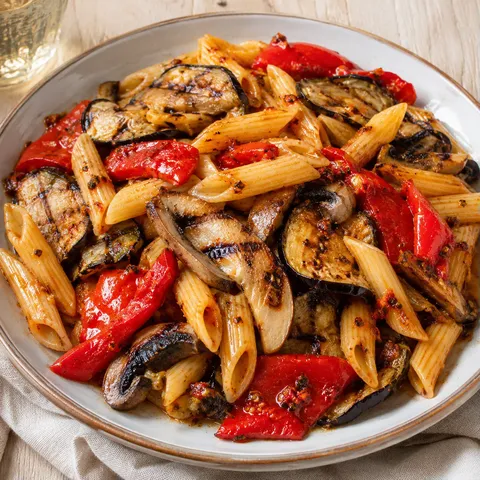 Pâtes froides et légumes