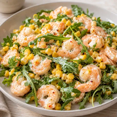 Crevettes roquette maïs frais