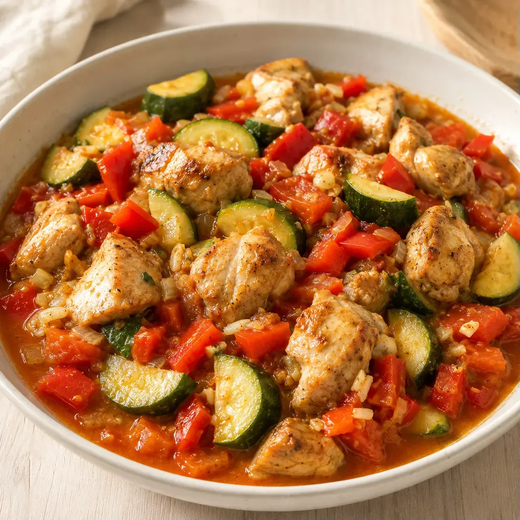 Poulet olives poivrons