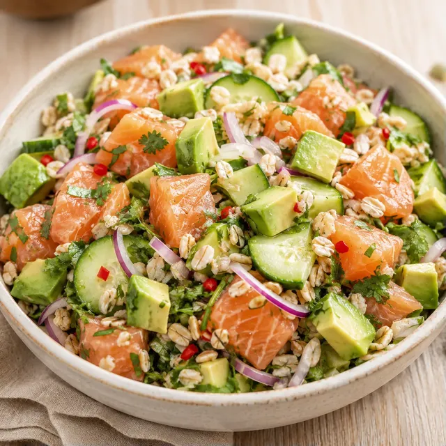 Saumon avocat épeautre frais