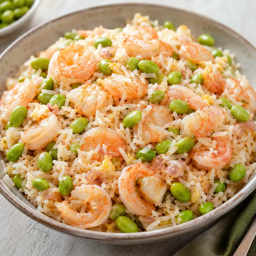 Crevettes riz edamame