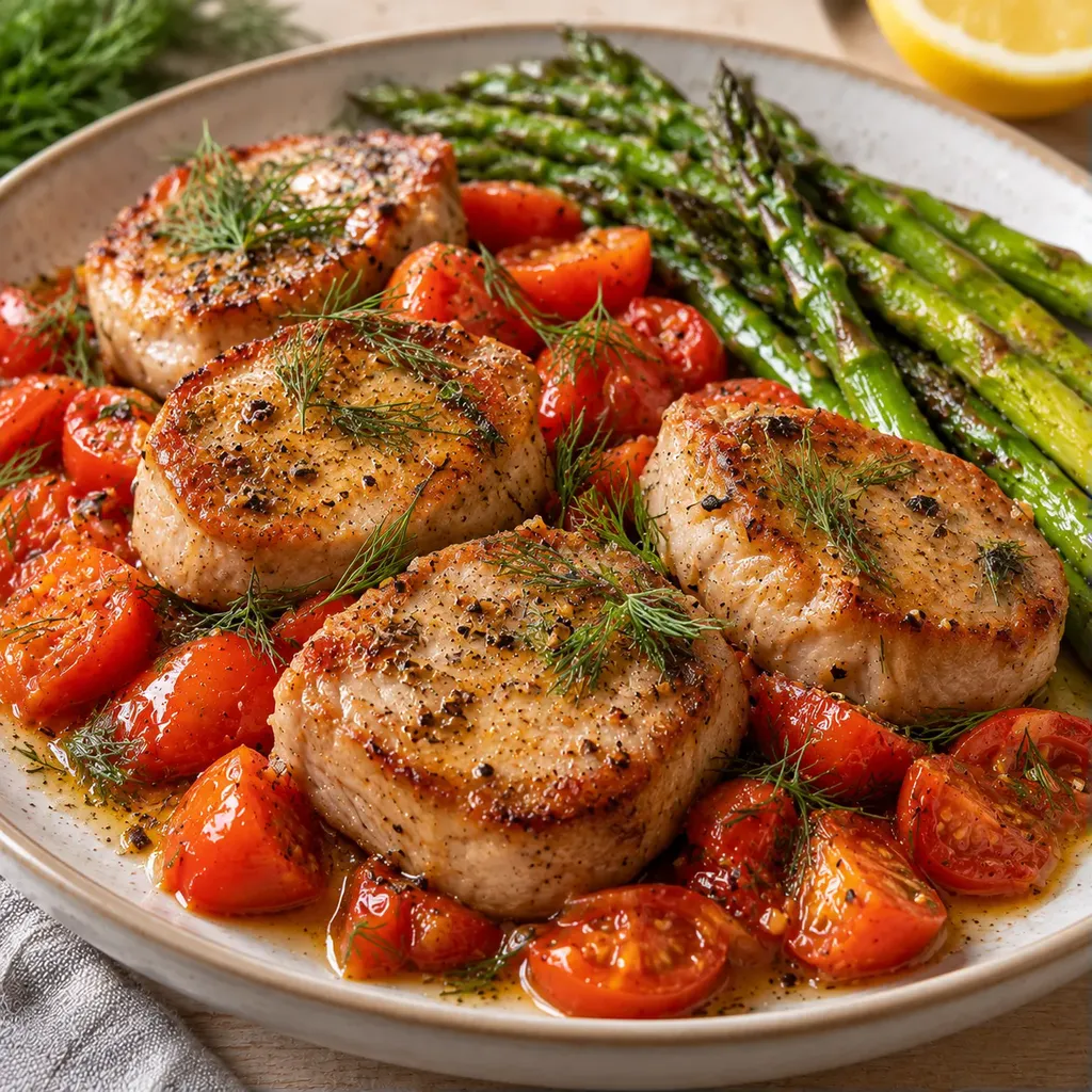 Porc tomates aneth