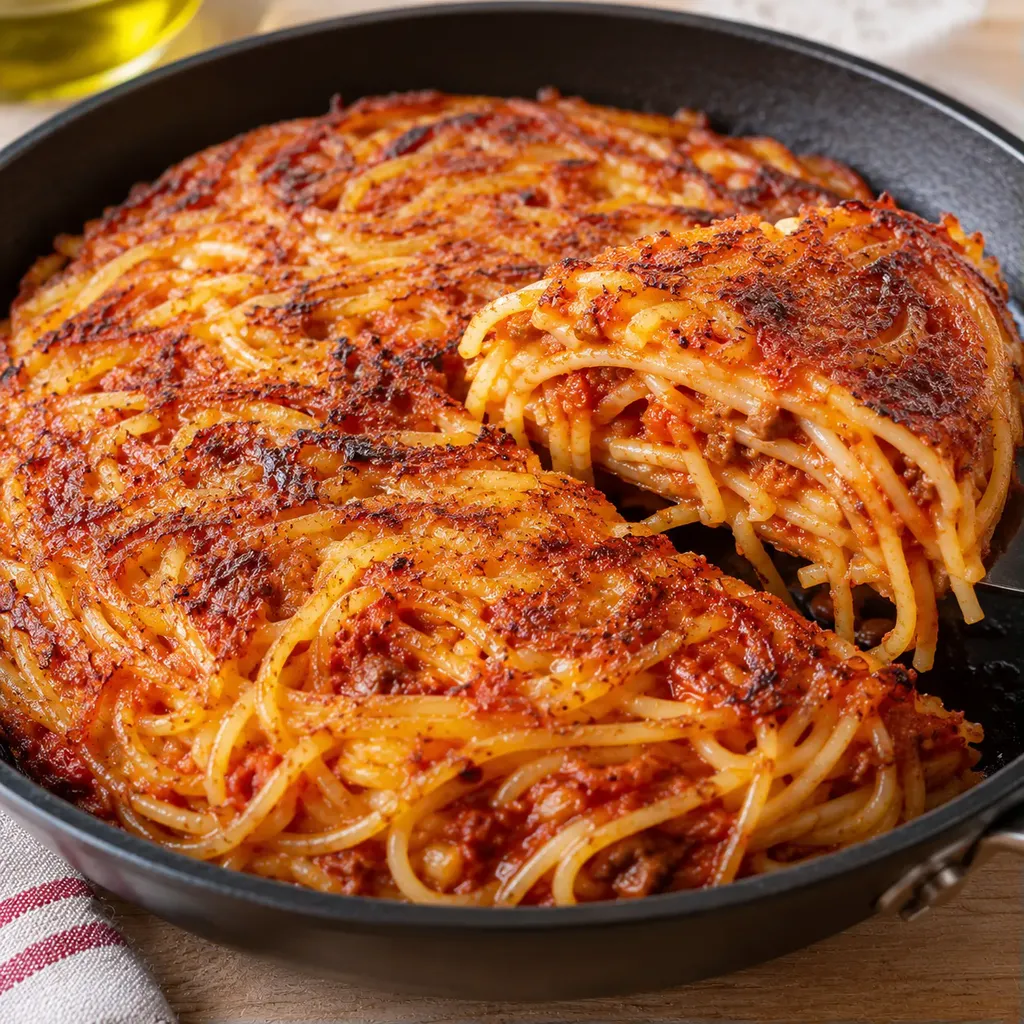 Spaghettis croustillants poêle