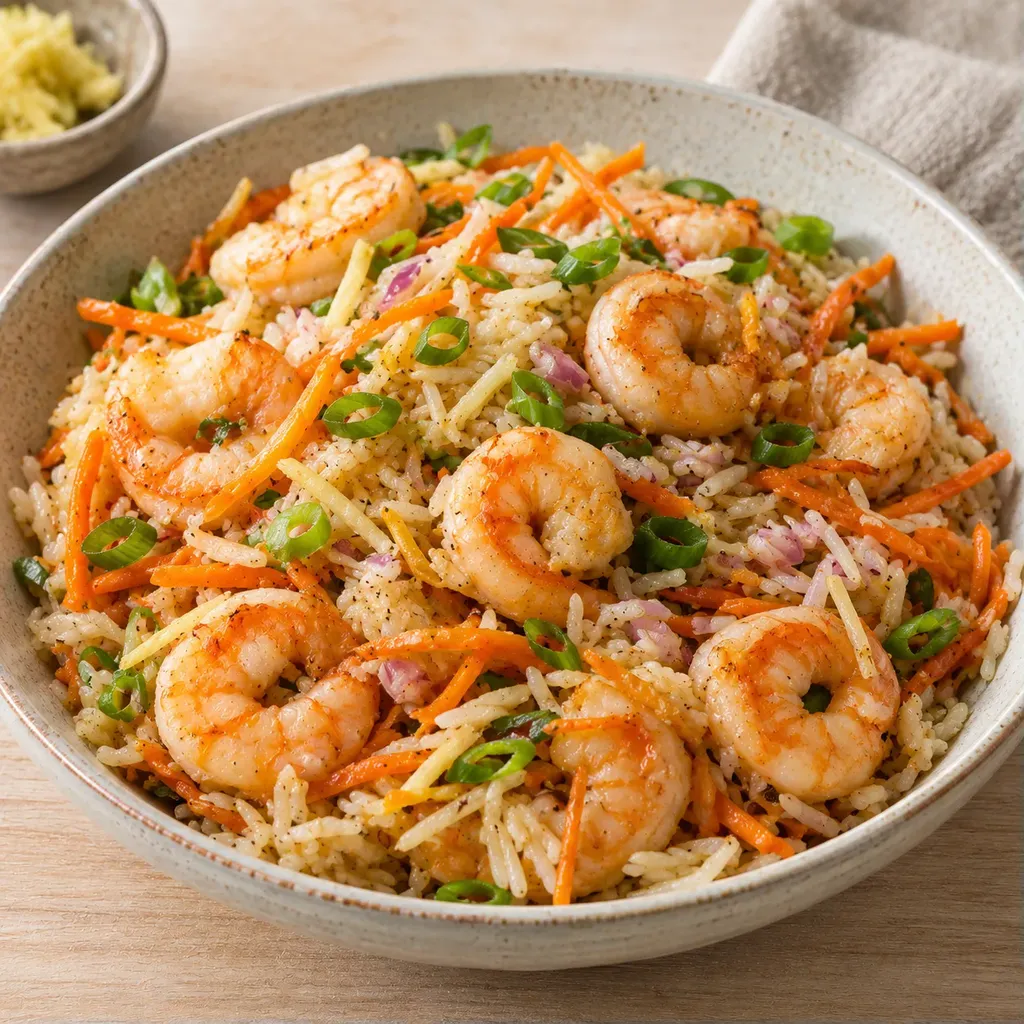 Riz frit crevettes