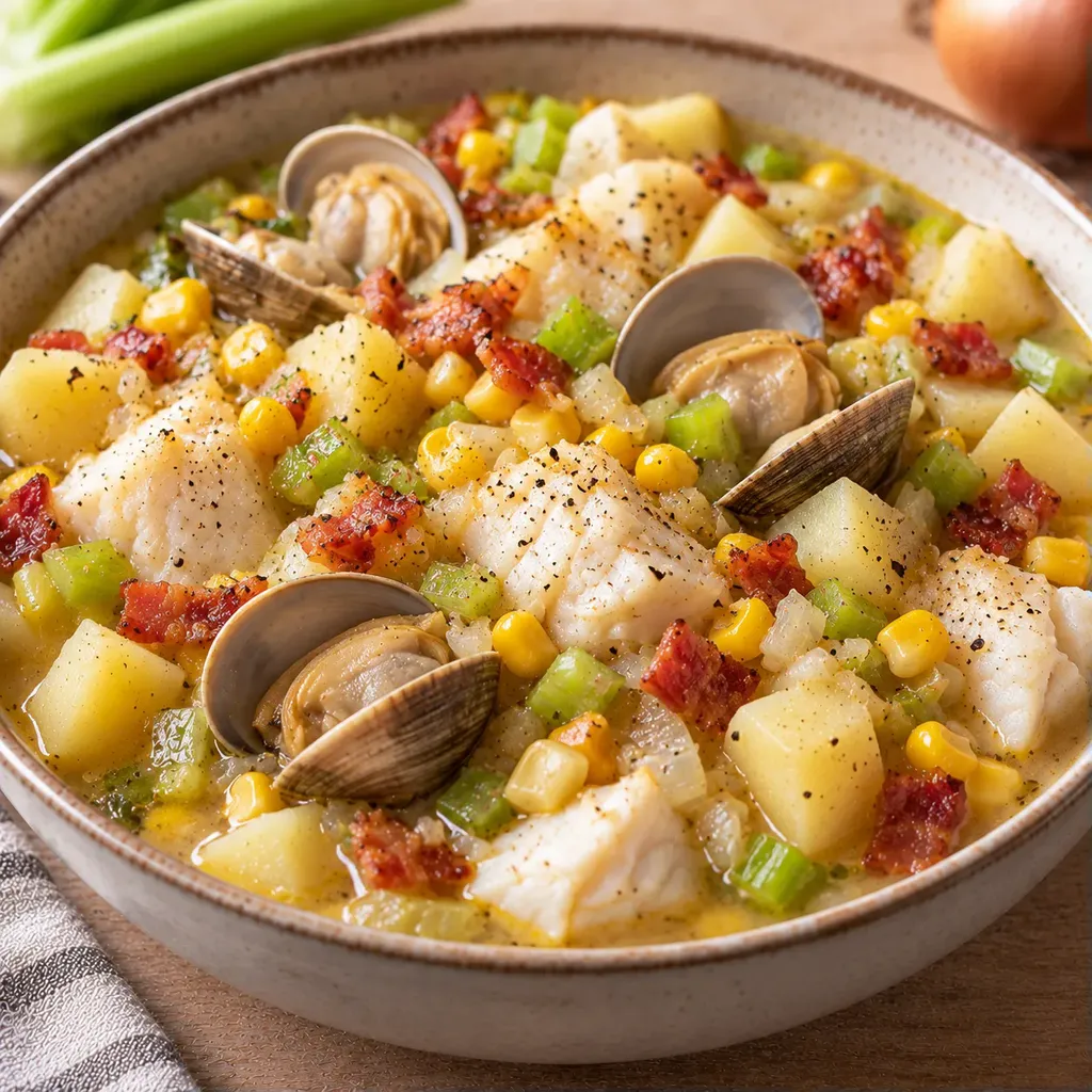 Palourdes poisson légumes