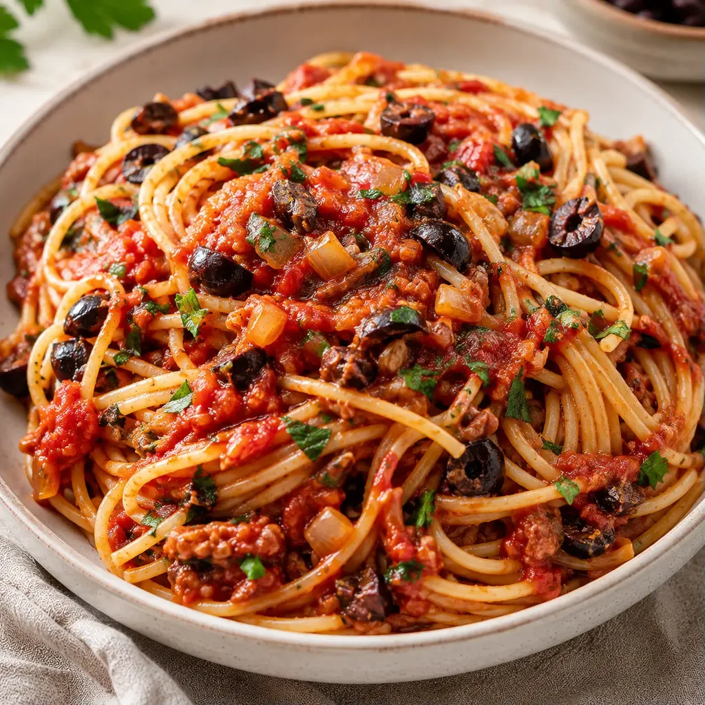 Pâtes olives puttanesca