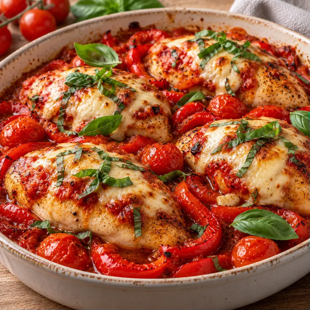 Poulet poivrons mozzarella