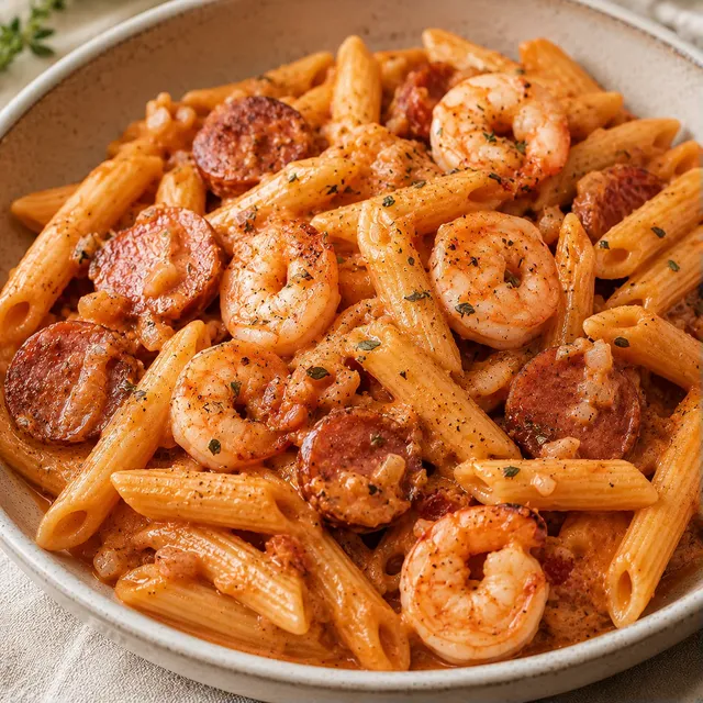 Pâtes crevettes chorizo