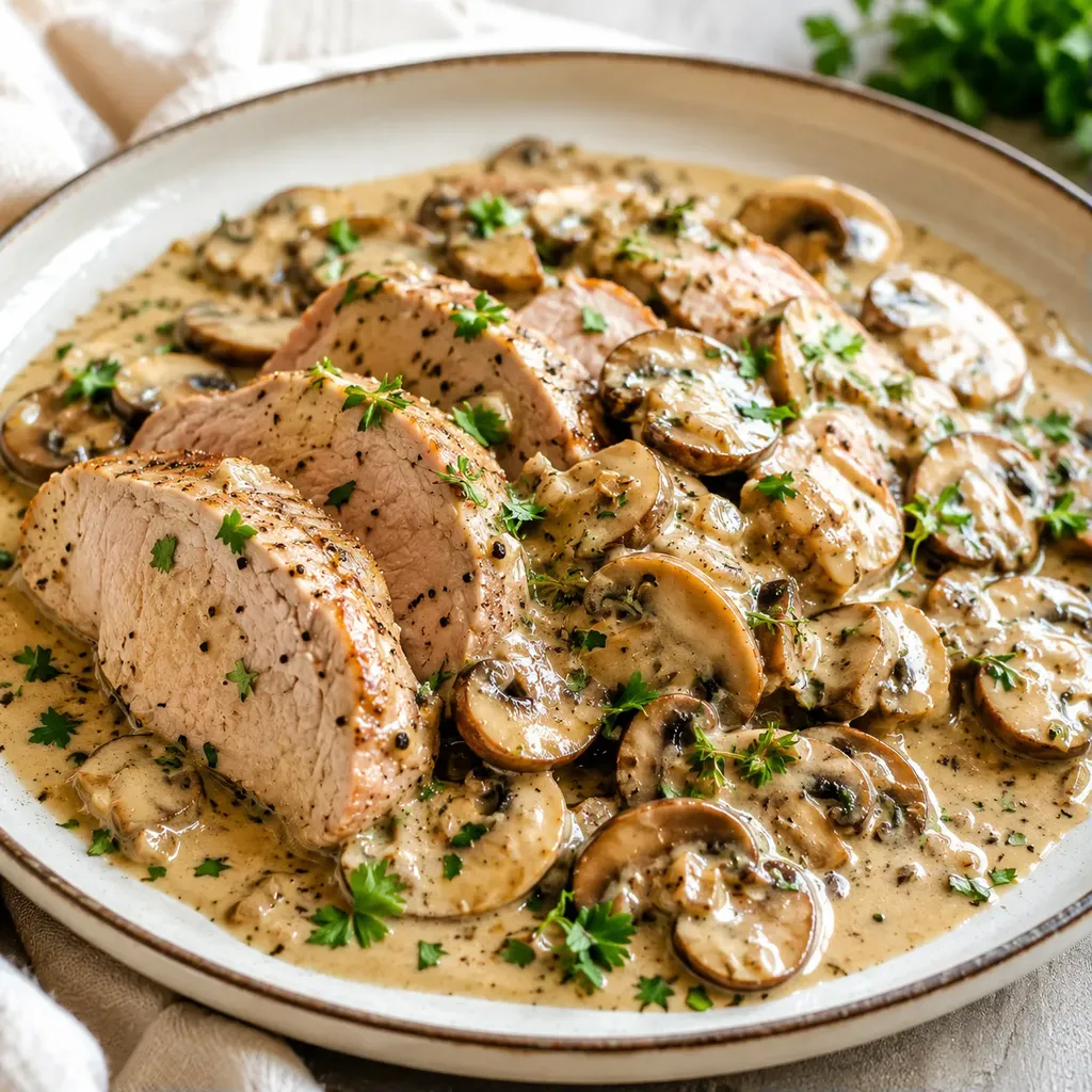 Porc crème champignons