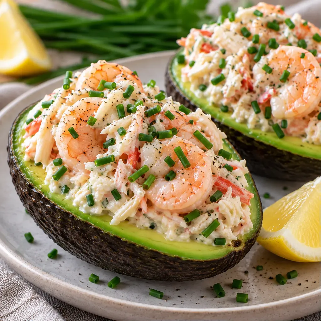 Avocat garni crabe crevettes