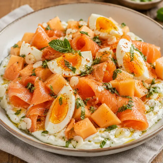 Melon saumon pesto