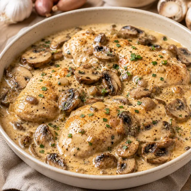 poulet crème champignons
