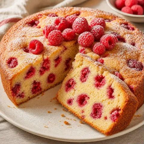 Gâteau moelleux aux framboises