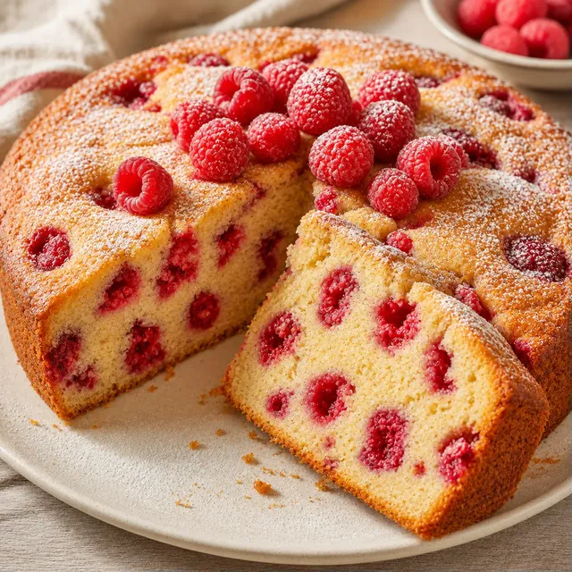 Gâteau moelleux aux framboises