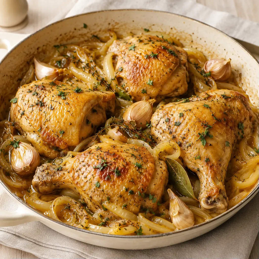 Poulet ail et oignons