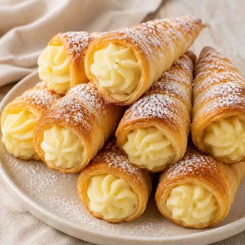 Cornets garnis crème