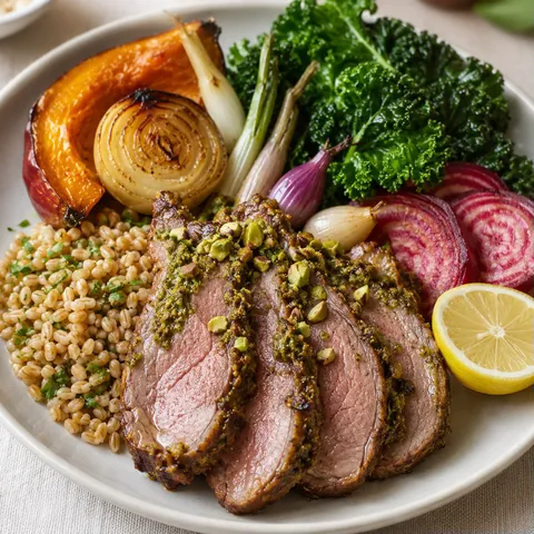 Gigot pistache et basilic
