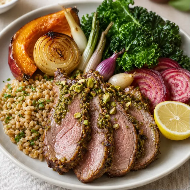Gigot pistache et basilic