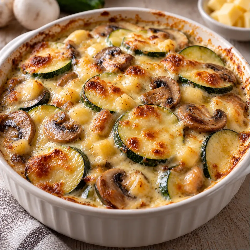 Courgettes champignons gratinés