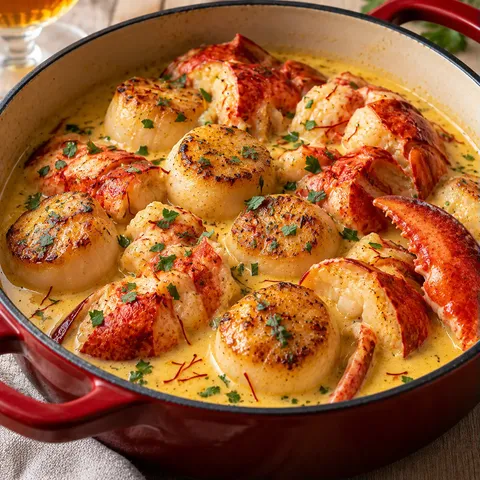 Saint-jacques et homard