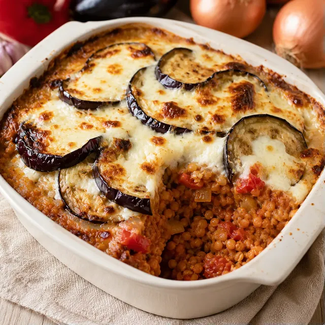Délice aubergines lentilles corail