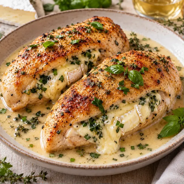 Brie herbes poulet farci