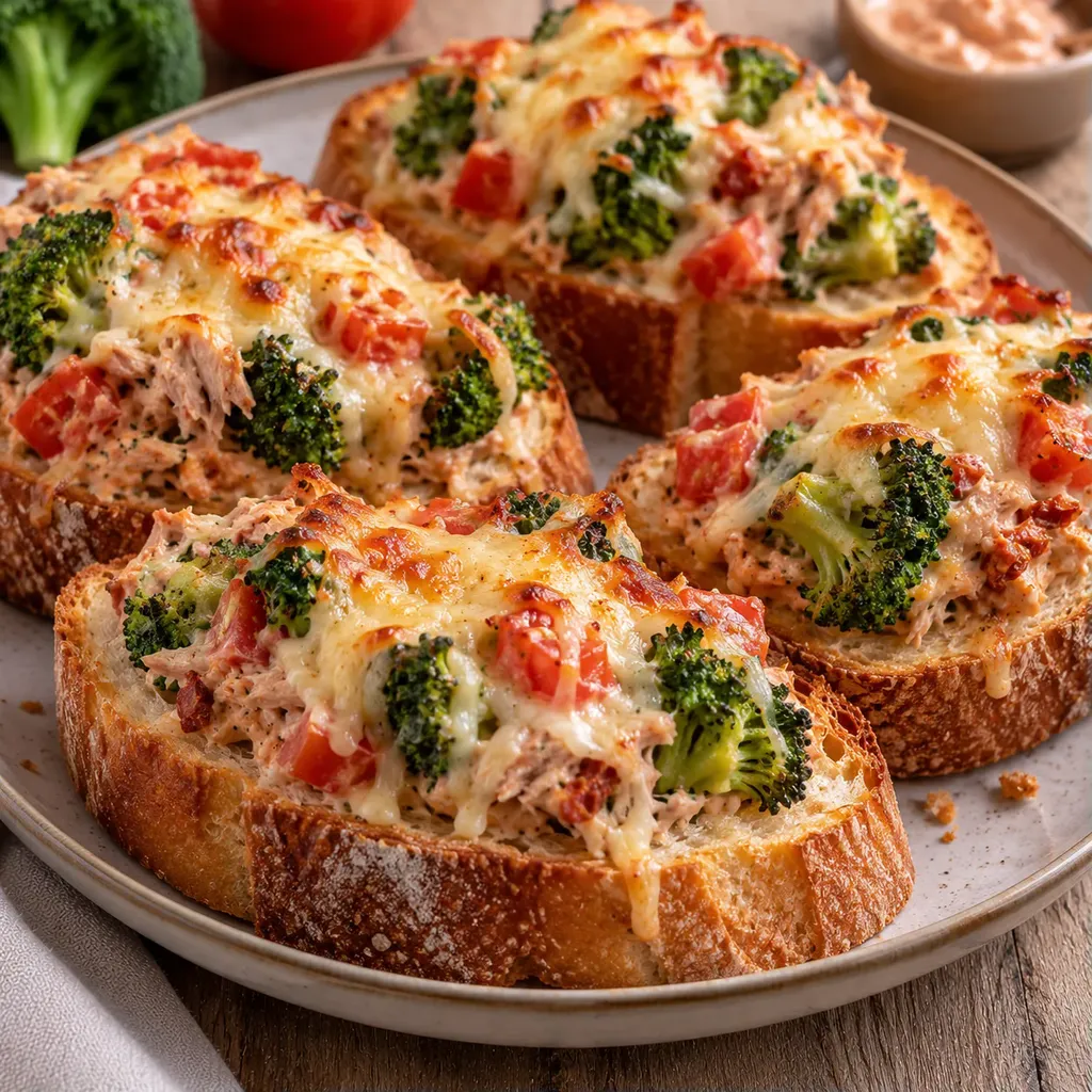 Thon fromage brocoli toast