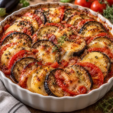 Gratin aubergines tomates fromage