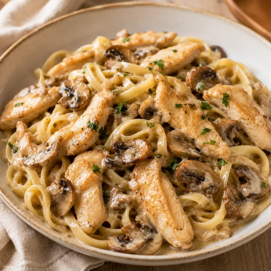 Poulet champignons onctueux
