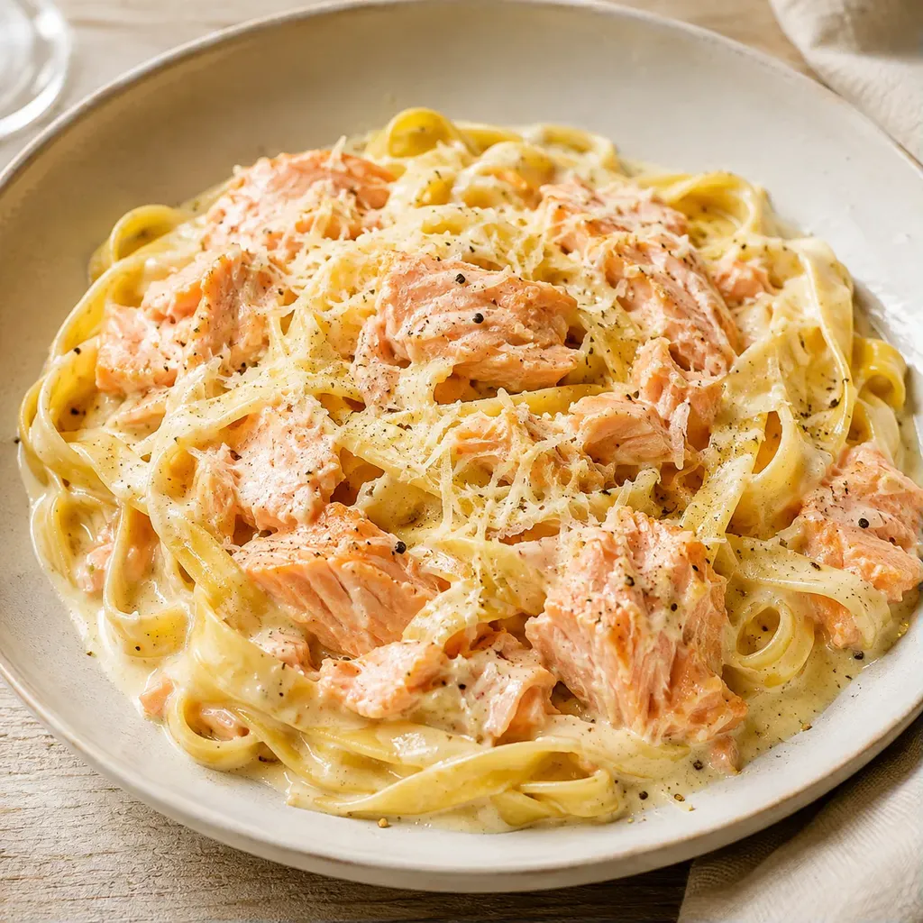 Saumon et pâtes onctueuses