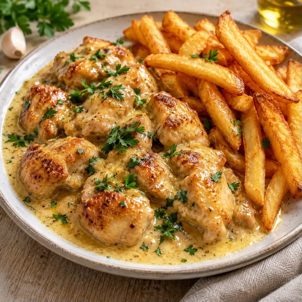 Poulet beurre et frites