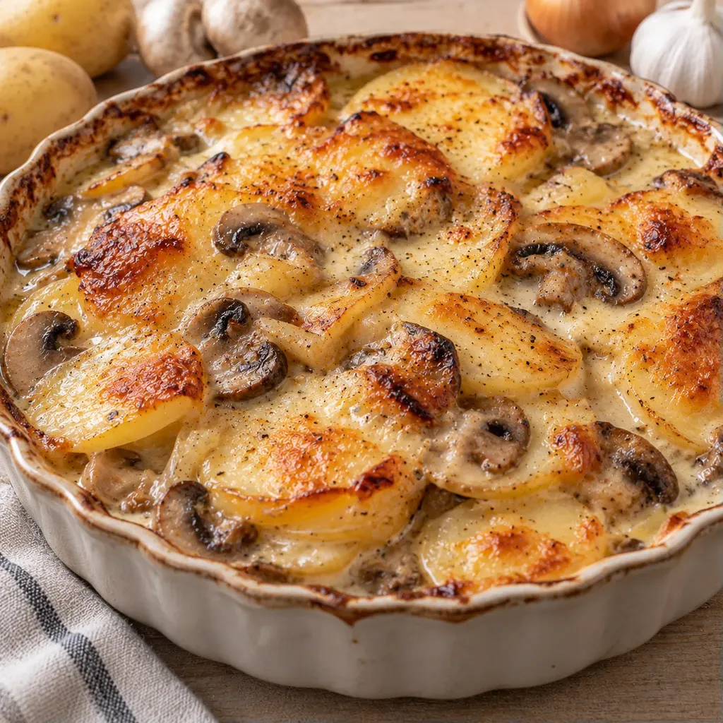 Pommes champignons gratin