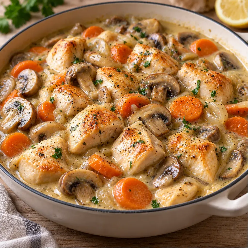 Poulet crème champignons