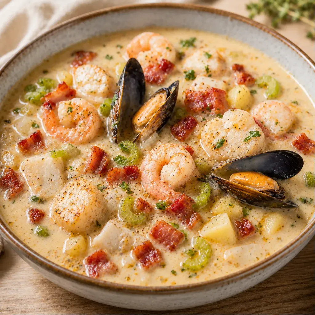 Soupe aux délices marins