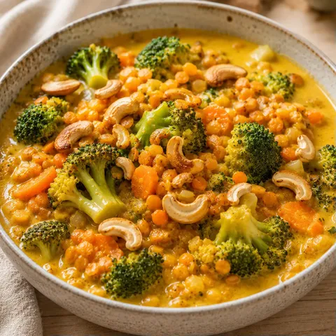 Lentilles curry brocoli