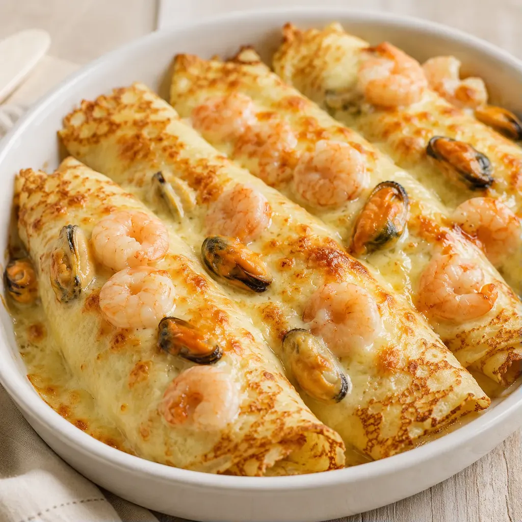 Crêpes Crevettes Gratin