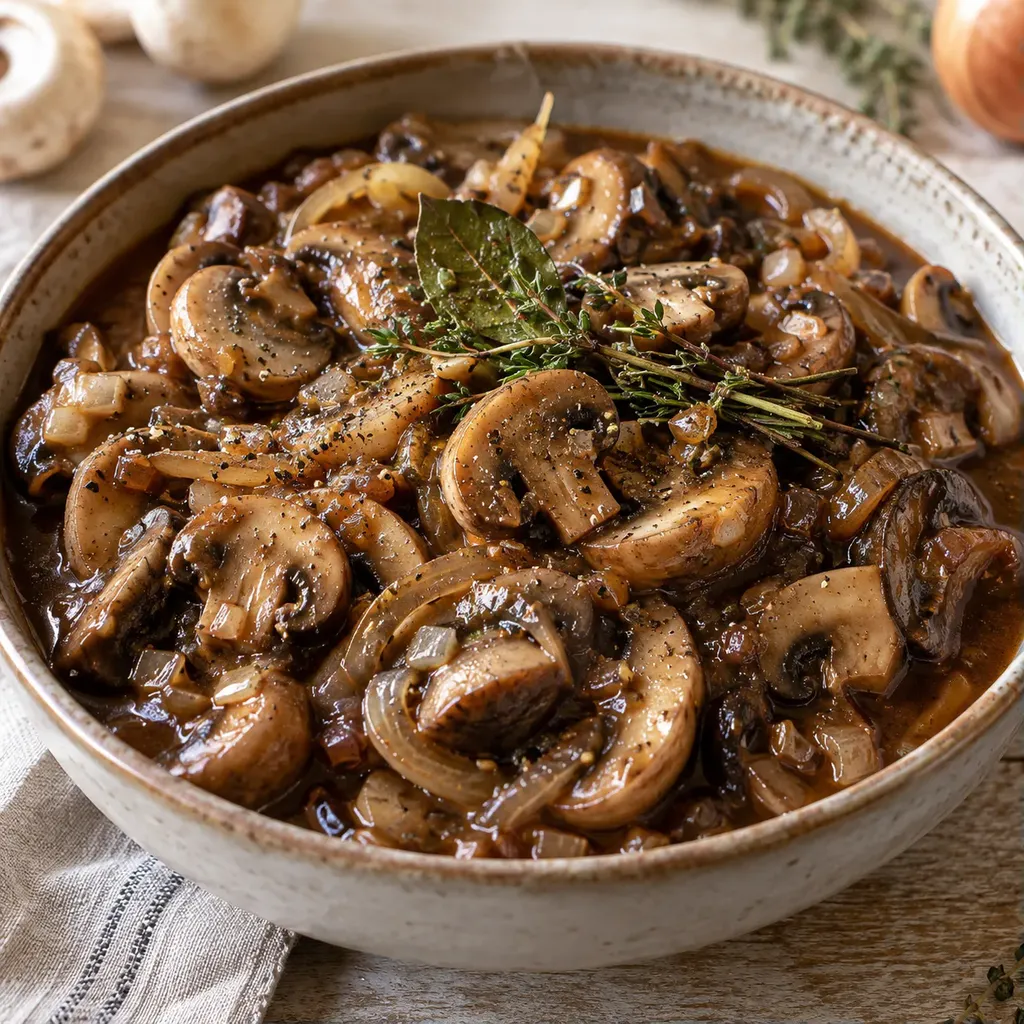 Champignons bière brune